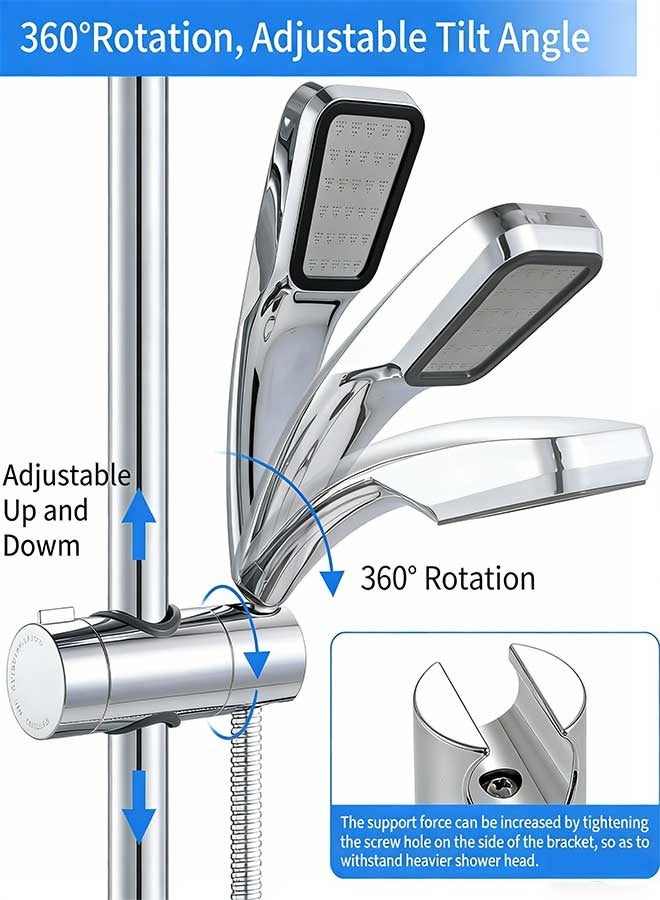 RAWAID 19-25MM Adjustable ABS Replacement Hand Shower Rail Head Slider Clamp Holder Bracket, Chrome Plated - Image 3